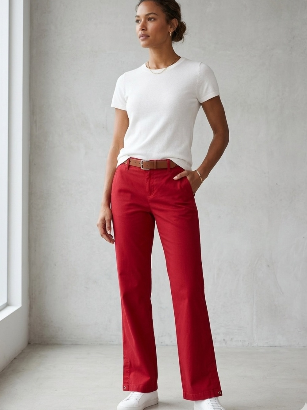 Gap red stretch Y2K boot cut classic adjustable chino pants size 6